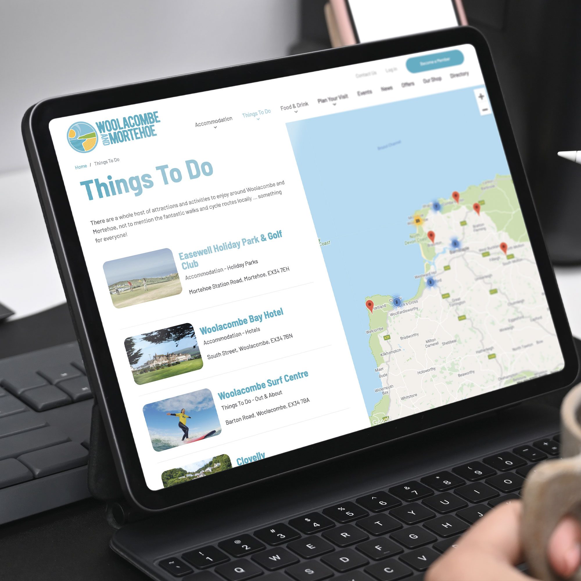 Woolacombe TIC website design and development by Inventive